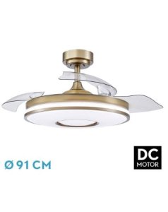 ventilador dc con luz dani mini 165399014 cuero 3 aspas de fabrilamp