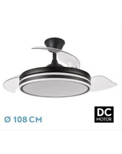 ventilador dc con luz bayomo 142591409 negro 3 aspas de fabrilamp