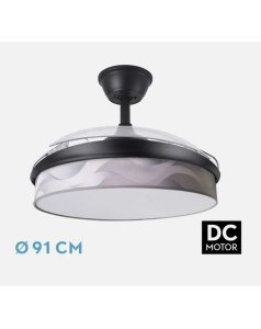ventilador dc con luz moda 72w negro/ola gris 3 aspas desp. 91d 7200ml 212480309 de fabrilamp