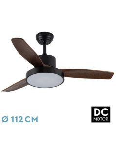 ventilador dc con luz kavala 212791336 negro/roble 3 aspas de fabrilamp