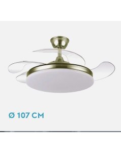 ventilador dc con luz tridente 59w cuero 4 aspas desp.107d 6980lm 236391314 de fabrilamp