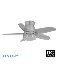 ventilador dc con luz neutrn 207991510 plata 5 aspas de fabrilamp