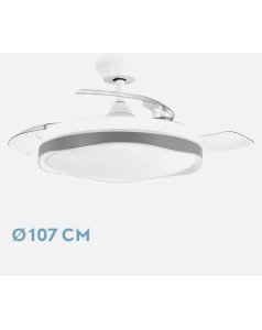 ventilador dc con luz blondi 72w blanco/gris 3 aspas desp.107d 7200lm 208791328 de fabrilamp