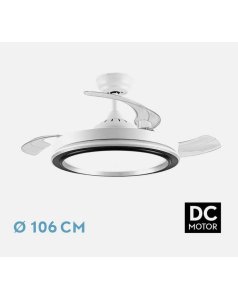 ventilador dc con luz picolo blanco/negro 72w 3 aspas desp.106d 6226lm 206491301 de fabrilamp