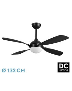 ventilador dc con luz livorno 208191409 negro 4 aspas de fabrilamp