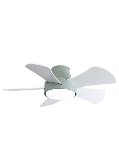 ventilador dc con luz gregario 180891506 verde/blanco 5 aspas de fabrilamp