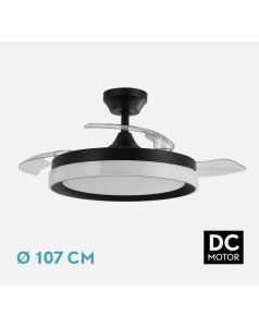 ventilador dc con luz zenit negre 72w 3 aspas desp.107d 7200lm 208491309 de fabrilamp