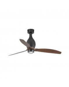 ventilador de techo con luz led mini eterfan 32028-10 con motor dc negro mate y palas nogal  128 de faro