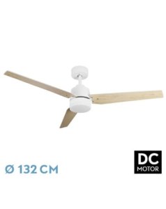 ventilador dc con luz mod. captus 212391368 blanco/haya 3 aspas de fabrilamp