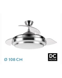 ventilador dc con luz ibe 165291403 nquel 3 aspas de fabrilamp