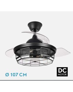 ventilador dc con luz tornado negro 5xe27 3 aspas desp.107d 222691309 de fabrilamp