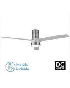 ventilador dc con luz teo 158491380 nquel/gris 3 aspas de fabrilamp