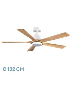 ventilador dc con luz cairo 208091568 blanco/haya 5 aspas de fabrilamp