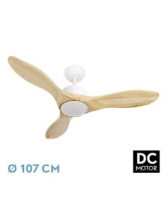 ventilador dc con luz segre 209191368 blanco/haya 3 aspas de fabrilamp