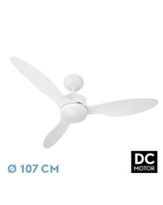 ventilador dc con luz serpa 209491301 blanco 3 aspas de fabrilamp