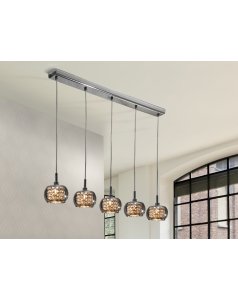 colgante de techo lineal 5 luces arin 193539 de schuller