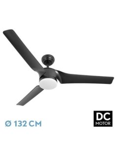 ventilador dc con luz montijo 209791309 negro 3 aspas de fabrilamp