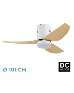 ventilador dc con luz borax 206691368 blanco/haya 3 aspas de fabrilamp