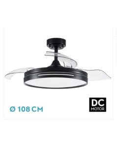 ventilador dc con luz micenas 186091409 negro 3 aspas de fabrilamp