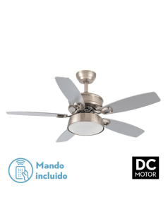 ventilador con luz 30w braw 181891510 nquel/plata 3 aspas de fabrilamp