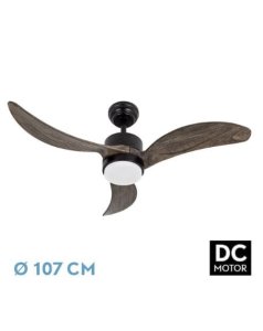 ventilador dc con luz bembezar 209391364 negro/roble 3 aspas de fabrilamp