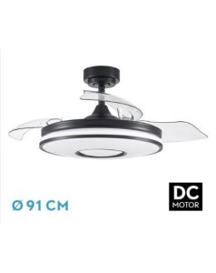 ventilador dc con luz dani mini 165399009 negro 3 aspas de fabrilamp