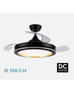 ventilador dc con luz picolo negro/oro 72w 3 aspas desp.106d 6226lm 206491309 de fabrilamp