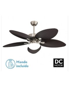 ventilador dc con luz borasco 173191534 nquel/marrn 5 aspas de fabrilamp