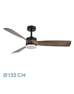 ventilador dc con luz oriente 187991309 negro / roble 3 aspas de fabrilamp