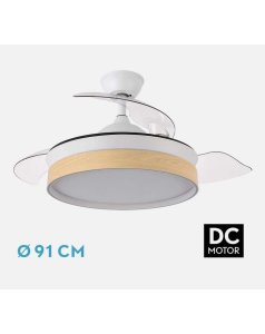 ventilador dc con luz iglu 72w blanco/haya 3 aspas desp.91d 6120lm 207099068 de fabrilamp