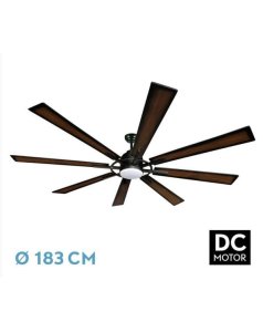 ventilador dc con luz fusin 211691809 negro/roble 8 aspas de fabrilamp