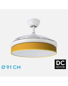 ventilador dc con luz moda 72w blanco/amarillo 3 aspas desp. 91d 7200ml 212481001 de fabrilamp