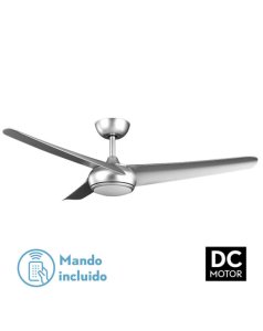 ventilador dc con luz patras 185491310 plata 3 aspas de fabrilamp