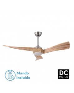 ventilador con luz janubi 173491342 nquel aspas haya de fabrilamp