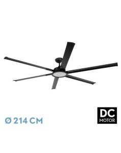 ventilador dc con luz almanzor 211791609 negro 6 aspas de fabrilamp