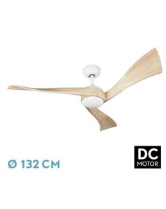 ventilador con luz janubi 173491368 blanco aspas haya de fabrilamp