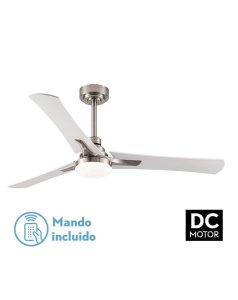 ventilador dc con luz coro 182491303 nquel/blanco 3 aspas de fabrilamp