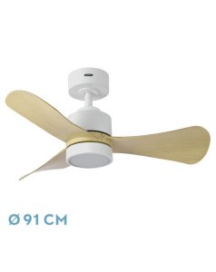 ventilador dc con luz zepeln 207791368 blanco/haya 3 aspas de fabrilamp