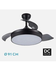 ventilador dc con luz cala negro 48w 4800lm. 3 aspas desp. 91d 158999002 de fabrilamp
