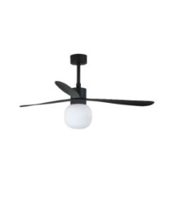 ventilador con luz amelia ball 132 cm negro 3 palas 20w 2700k dim 33761-26 de faro.  ventilador con luz amelia ball 132 cm negro 3 palas 20w 2700k dim 33761-26 de faro.