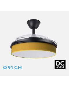 ventilador dc con luz moda 72w negro/amarillo 3 aspas desp. 91d 7200ml 212481009 de fabrilamp