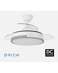 ventilador dc con luz papiro mini 59wblanc/gris 3 aspas desp. 91d 6980lm 212599028 de fabrilamp