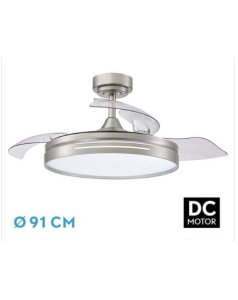 ventilador dc con luz micenas mini 186099003 nquel 3 aspas de fabrilamp