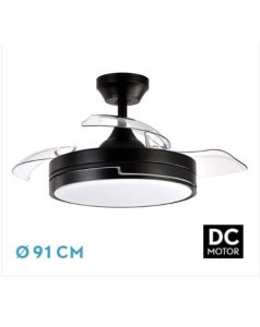 ventilador dc con luz olimpia mini 185999009 negro 3 aspas de fabrilamp