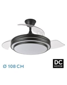 ventilador dc con luz ibe 165291409 negro 3 aspas de fabrilamp