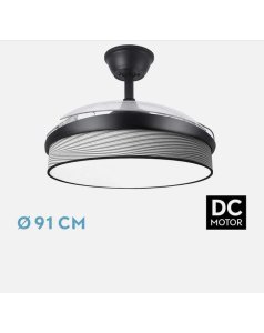 ventilador dc con luz moda 72w negro/surco gris 3 aspas desp. 91d 7200ml 212480409 de fabrilamp