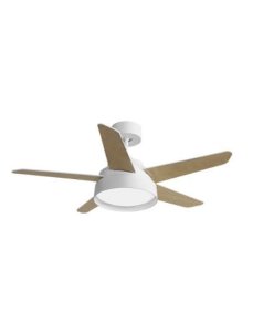 ventilador dc con luz lebeche 180791501 blanco/haya 5 aspas de fabrilamp