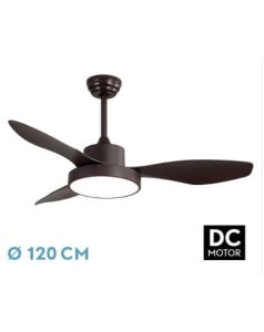 ventilador dc con luz hayate 128591302 marrn 3 aspas de fabrilamp