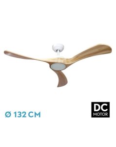 ventilador dc con luz castelo 212091368 blanco/haya 3 aspas de fabrilamp