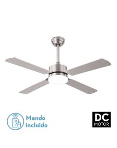 ventilador dc con luz mod. hupe 173591403 nquel/plata 4 aspas de fabrilamp